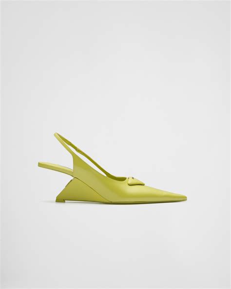 prada leather slingback wedge pumps